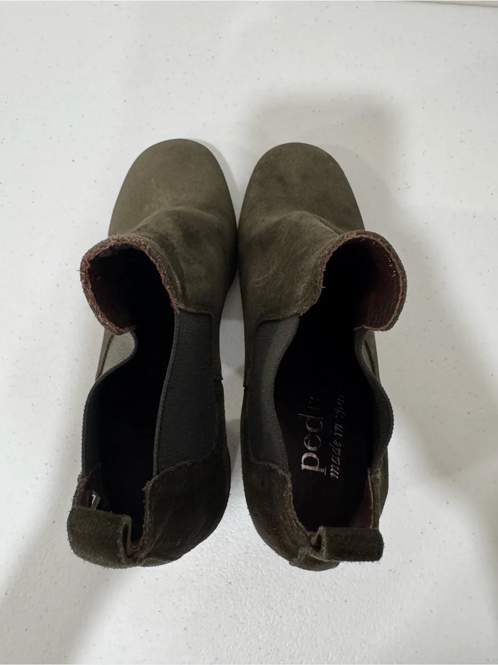Pedro García Nenet Chelsea Dark Green Suede Block Heel Booties Women's 36.5